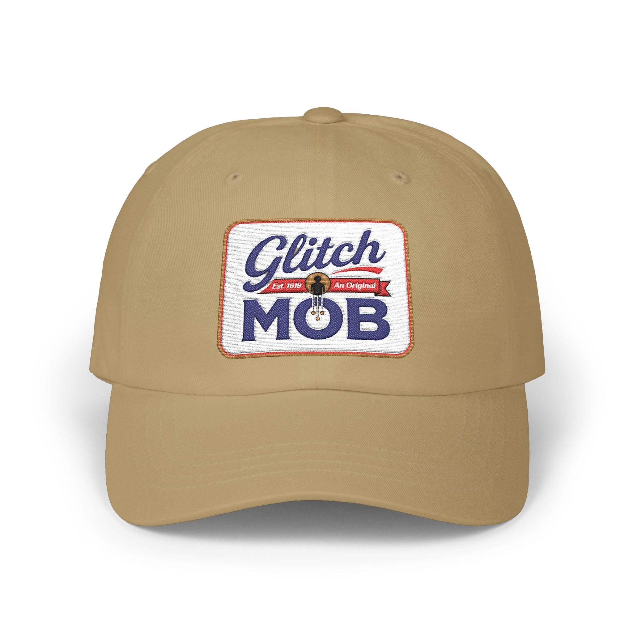 Glitch Mob Embroidered Classic Dad Cap — White Logo Baseball Hat