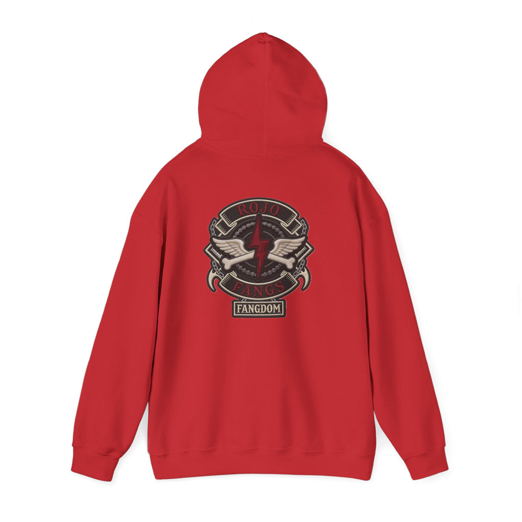 Rojo Fangs Crest Hoodie – Small Center Logo Pullover