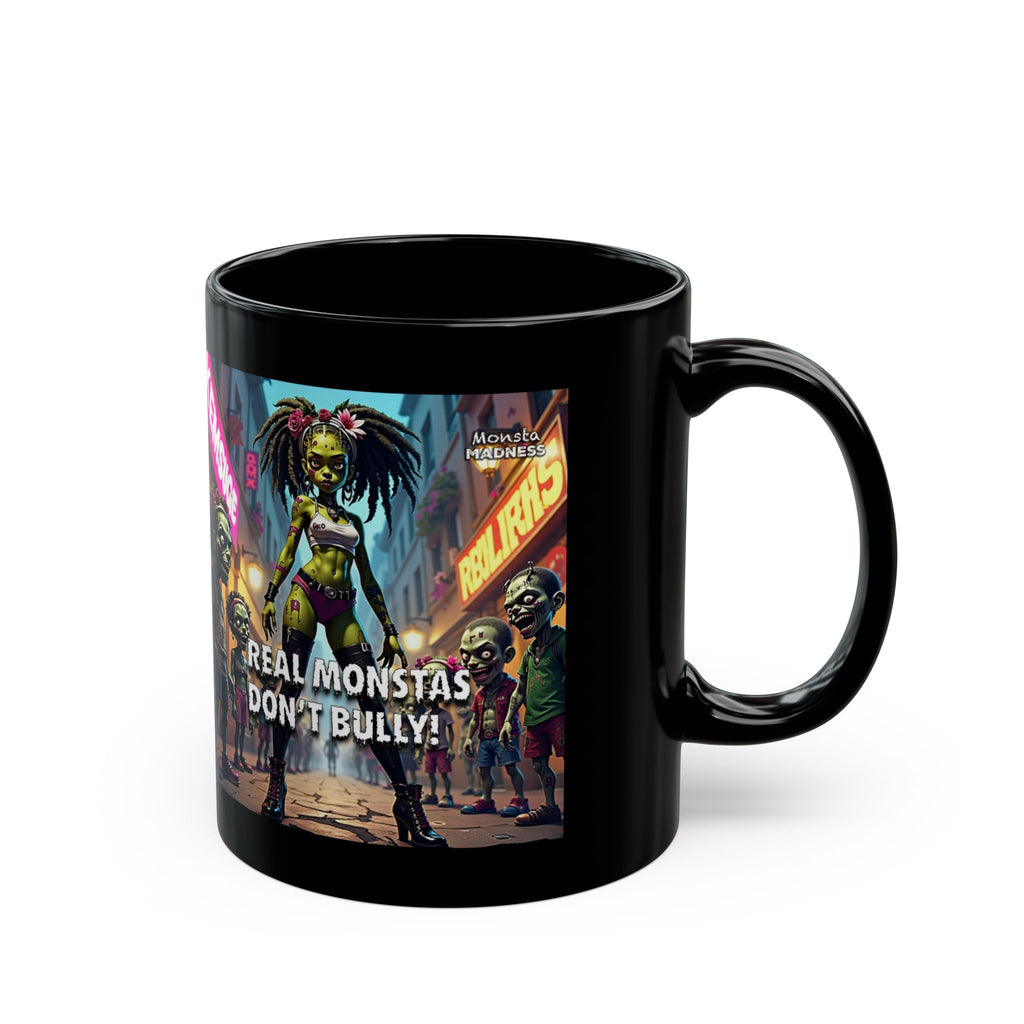 Monsta Madness Black Mug - Spooky Halloween Coffee Cup, Gift for Monster Lovers, Unique Halloween Decor, Fun Mug for Kids and Adults