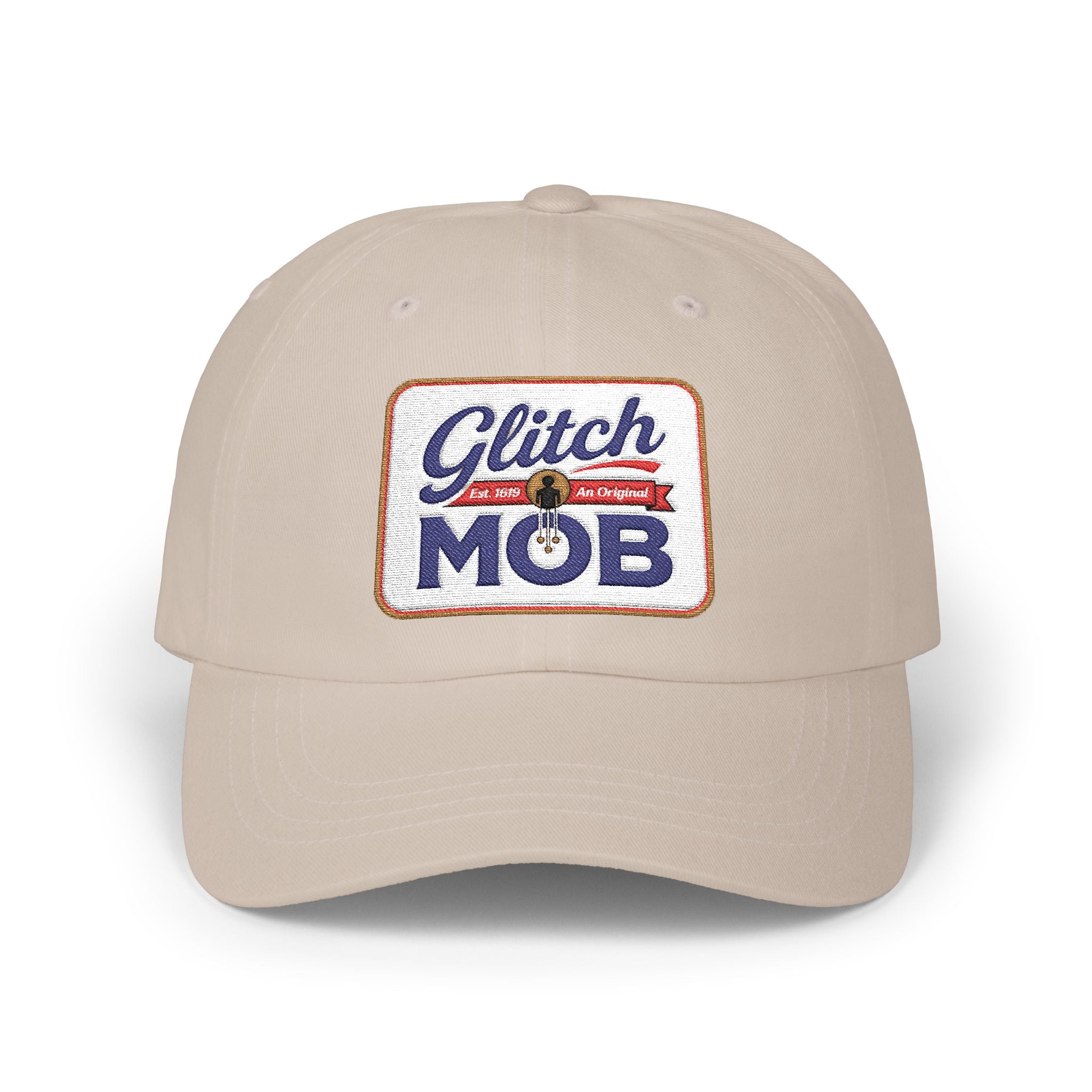 Glitch Mob Embroidered Classic Dad Cap — White Logo Baseball Hat