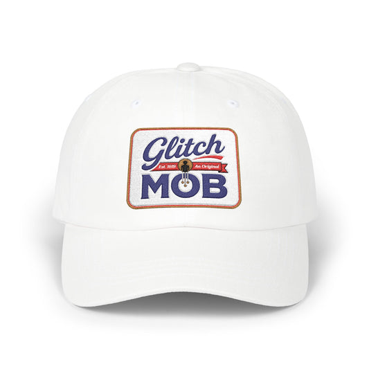 Glitch Mob Embroidered Classic Dad Cap — White Logo Baseball Hat